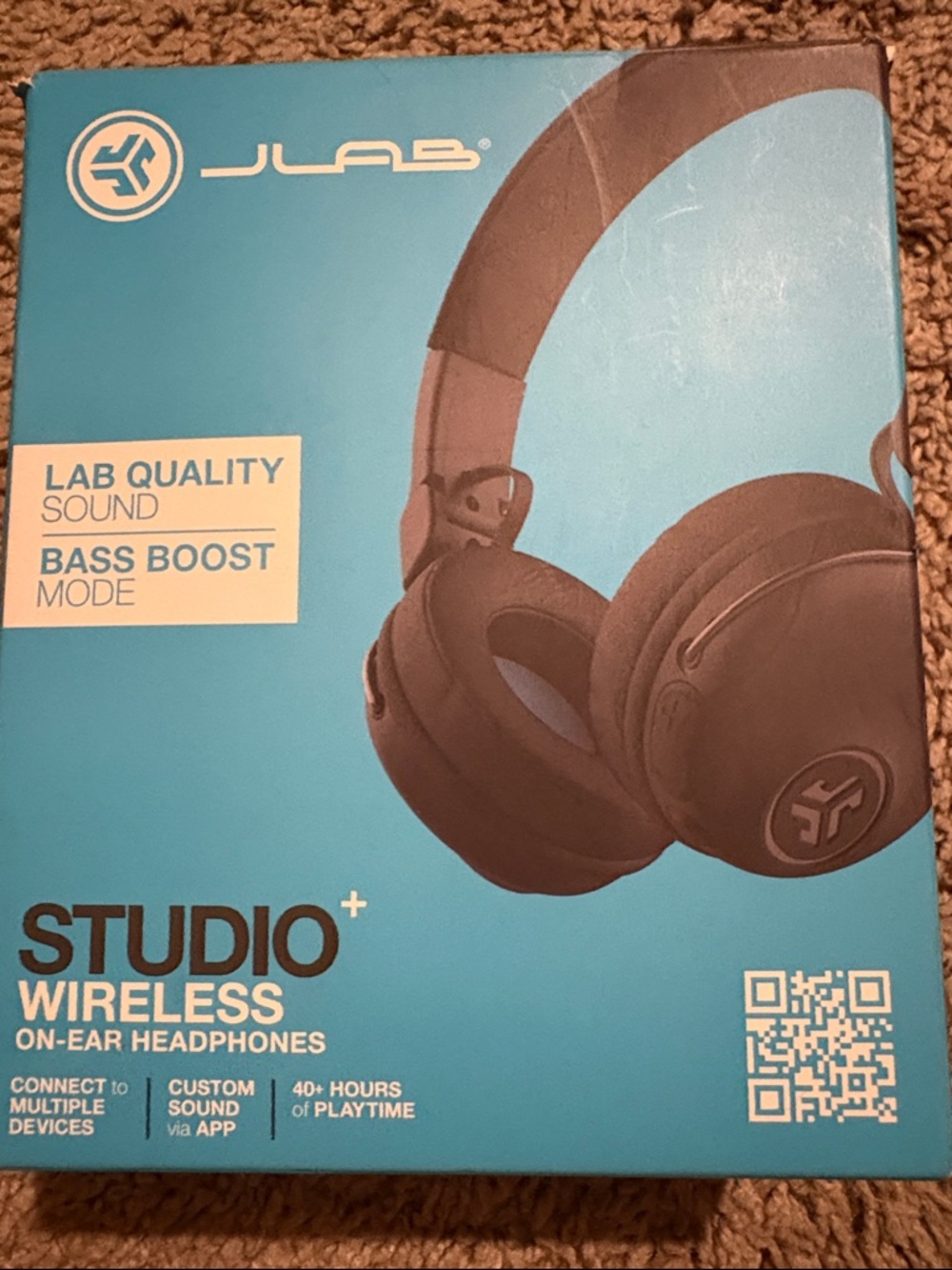 JLab Studio+ Wireless On-Ear Headphones - Blue Box